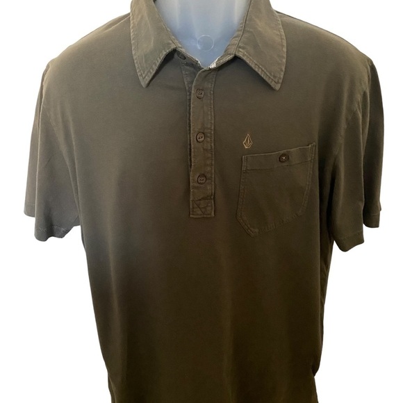 VOLCOM Stone Olive Green Polo Skate Shirt Men L Large - Picture 1 of 6